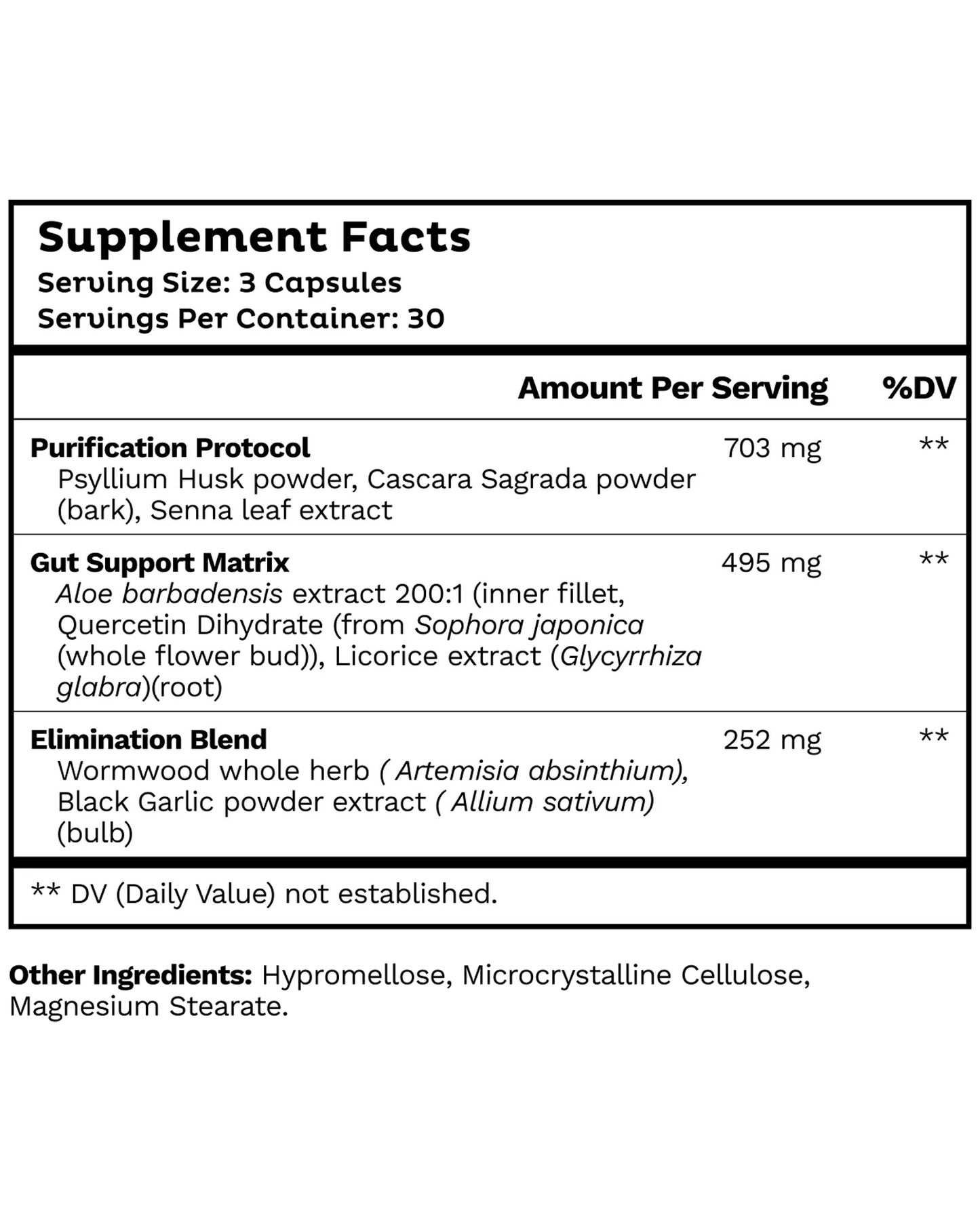Elimipure Gut Cleanse Supplement | Black Walnut Wormwood Clove Detox